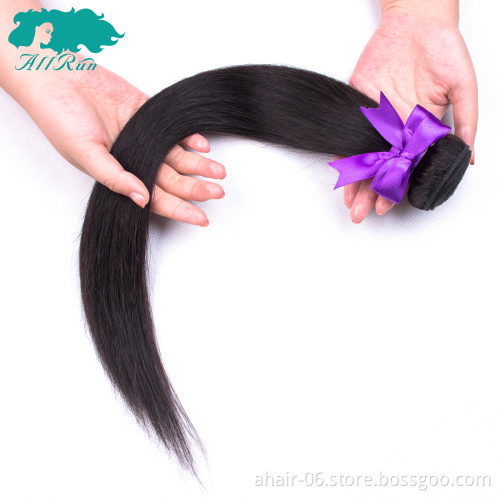 Allrun factory price good quality brazilian remy human hair 10a human hair bundles with lace frontal closure